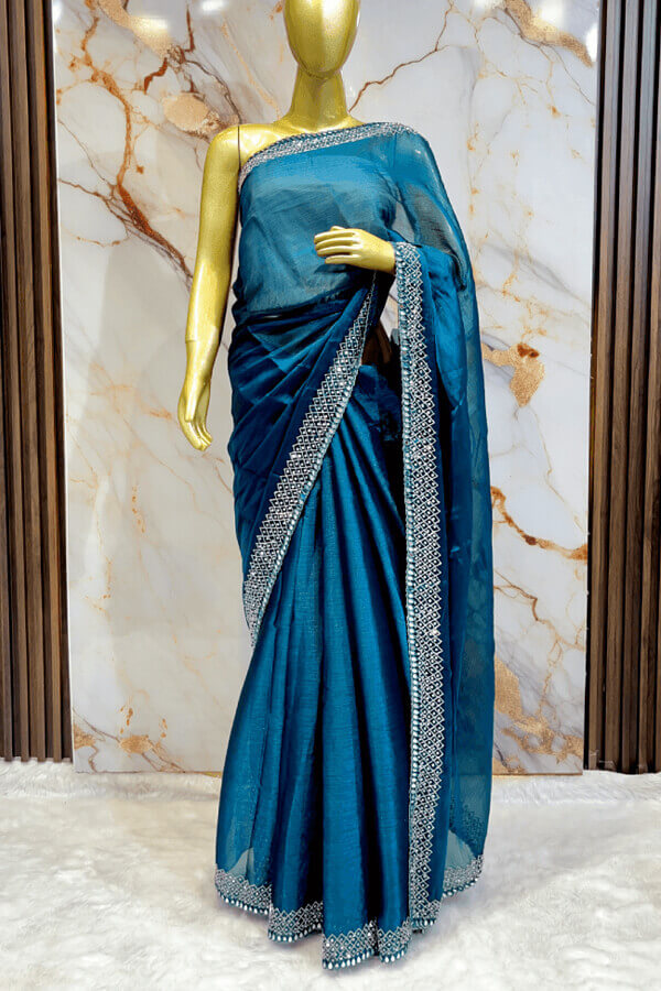 Jimmy Choo Blue bharat zari Sarees