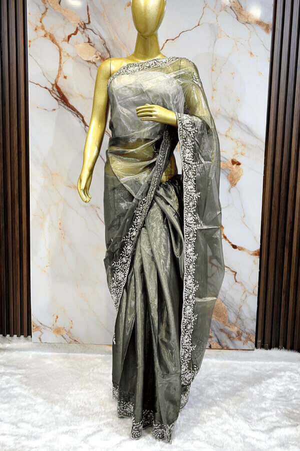 Jimmy Choo Grey bharat zari Sarees